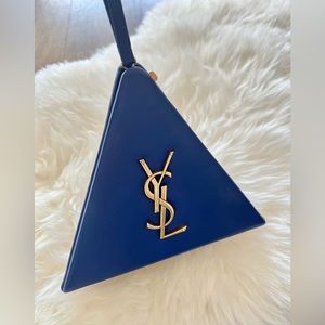 Saint Laurent Pyramid Box Bag Blue Authentic